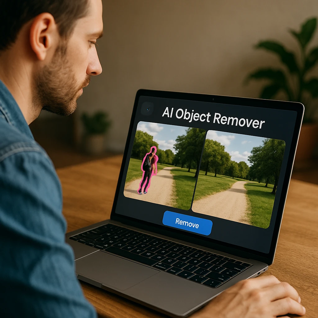 AI object remover interface demonstration